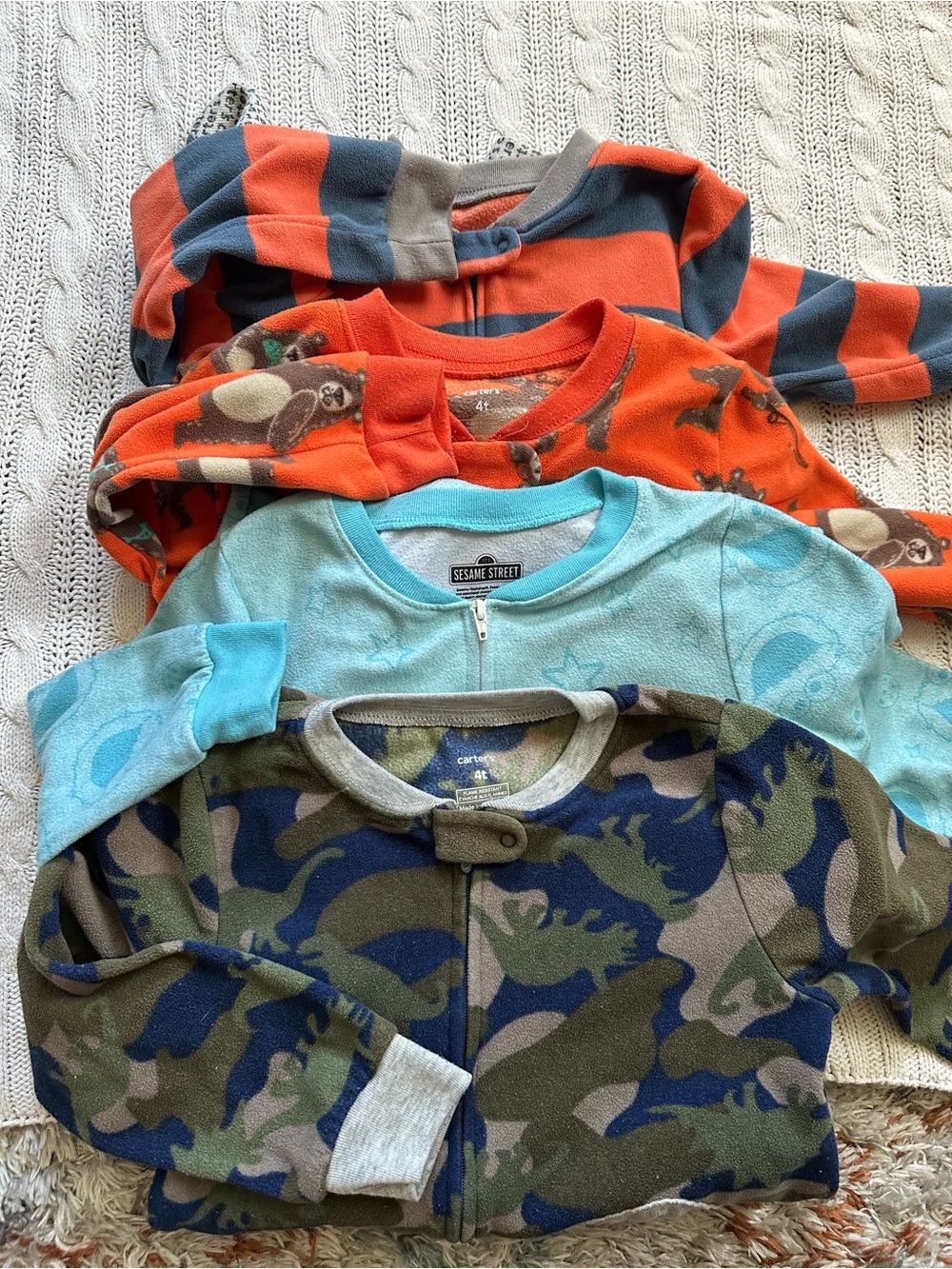 Carter's Boys' Camouflage Zip Pajama Top in Green, Blue and Gray